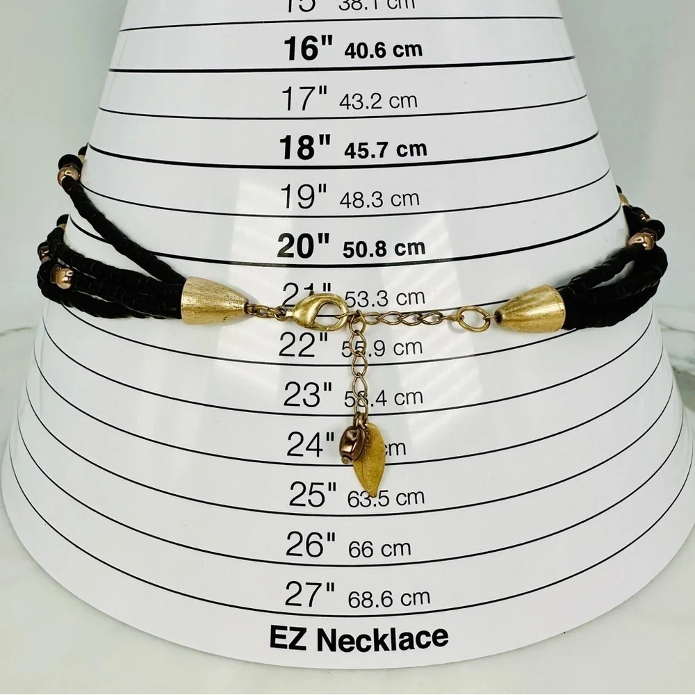 Coldwater Creek Layered Beaded Necklace Brown and Mother of Pearl Adjustable
